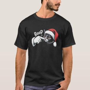 Santa Hand Boop Katze Lustiges Weihnachten Haustie T-Shirt
