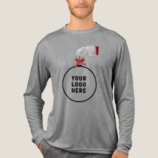 Santa-Hand mit Ornament und Logo Dunkel Tri-Blend Shirt