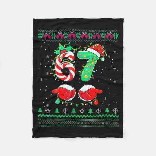 Santa Hands 67 Christmas Ugly Sweater Six Seven Me Fleecedecke (Vorderseite)