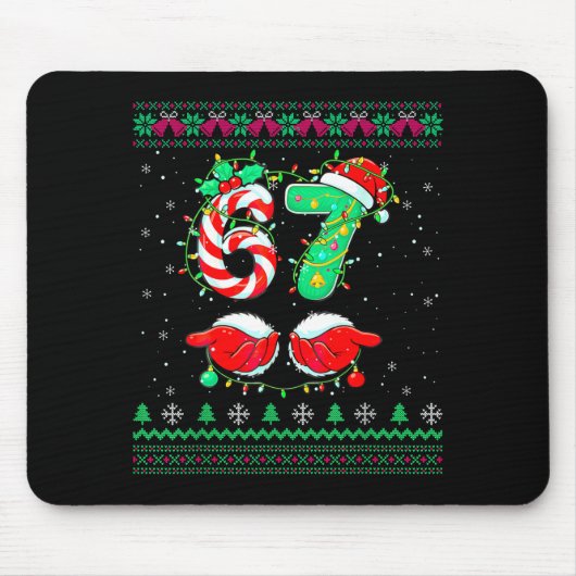 Santa Hands 67 Christmas Ugly Sweater Six Seven Me Mousepad (Vorne)