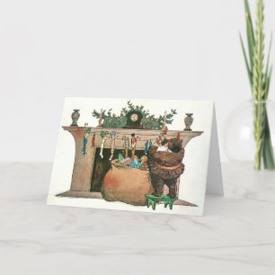 Santa Hangs Strumpfs Einzigartige Vintage Ferienka Feiertagskarte