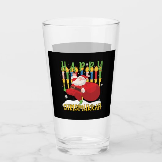 Santa Happy Chrismukkah Funny Hanukkah Weihnachten Glas (Vorderseite)