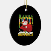 Santa Happy Chrismukkah Funny Hanukkah Weihnachten Keramik Ornament (Rechts)