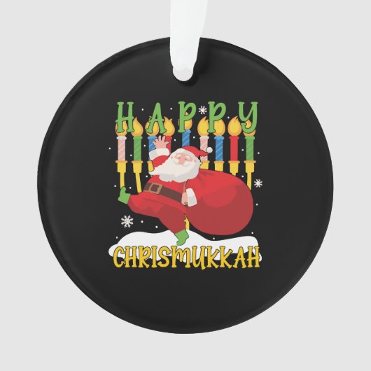 Santa Happy Chrismukkah Funny Hanukkah Weihnachten Ornament (Vorderseite)