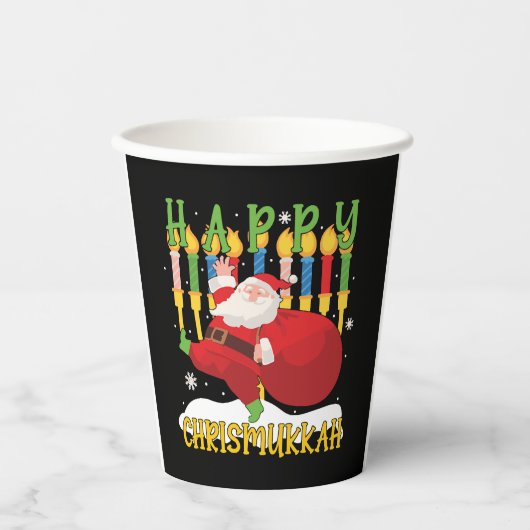 Santa Happy Chrismukkah Funny Hanukkah Weihnachten Pappbecher (Vorderseite)