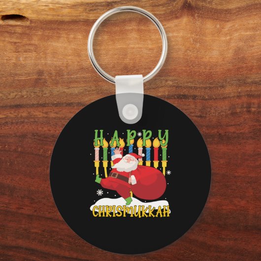 Santa Happy Chrismukkah Funny Hanukkah Weihnachten Schlüsselanhänger (Vorderseite)
