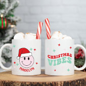 Santa Happy Face Personalisierte Weihnachtsvibes Kaffeetasse