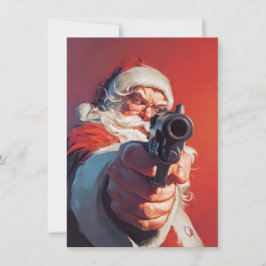 Santa has a Gun Christmas Cards Feiertagskarte