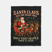 Santa Has The Right Idea Funny Introvert Christmas Fleecedecke (Vorderseite)