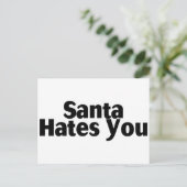 Santa hasst dich feiertagspostkarte (Stehend Vorderseite)