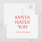 Santa hasst dich feiertagspostkarte (Vorne/Hinten)