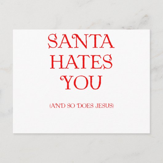 Santa hasst dich feiertagspostkarte (Vorderseite)