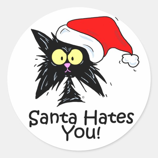 Santa hasst dich runder aufkleber (Vorderseite)