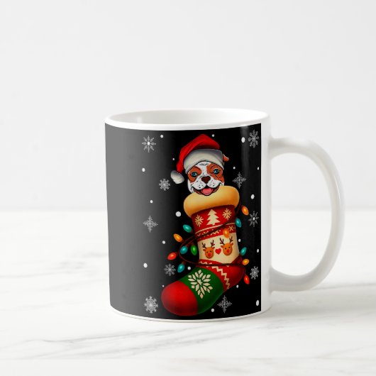 Santa Hat American Bulldog Dog In Christmas Socks  Kaffeetasse (Rechts)