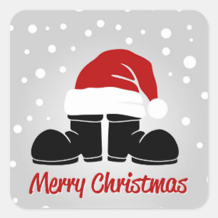 Santa hat and bootsb quadratischer aufkleber