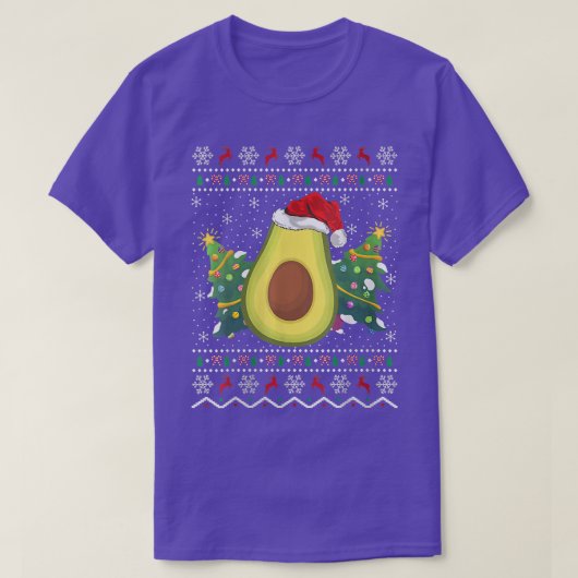 Santa Hat Avocado Ugly Christmas Sweater Fruit Lov T-Shirt (Design vorne)