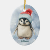 Santa Hat Baby Penguin Kids Ceramic Ornament (Vorne)