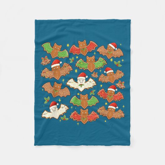 Santa Hat Bat Soky Christmas Gingerbread Bats Xmas Fleecedecke (Vorderseite)