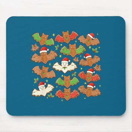 Santa Hat Bat Soky Christmas Gingerbread Bats Xmas Mousepad (Vorne)
