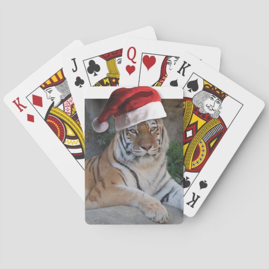 Santa Hat Bengal Tiger Spielkarten (Rückseite)