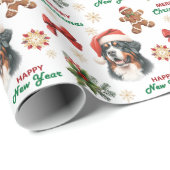 Santa Hat Bernese Mountain Dog Christmas Geschenkpapier (Rolleneckpunkt)