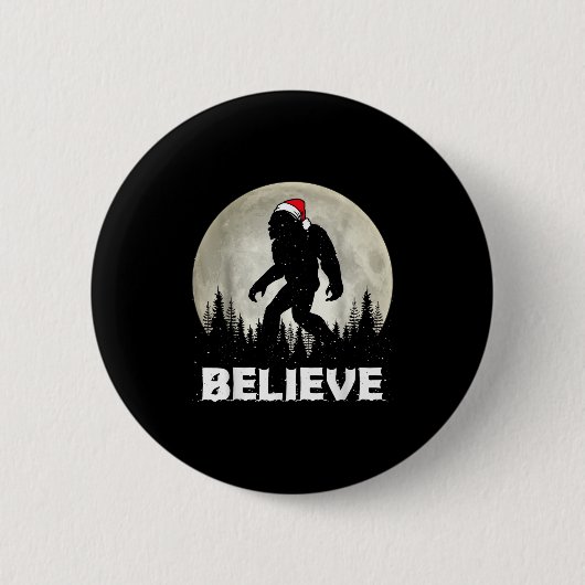 Santa Hat Bigfoot Believe Christmas Lights Rock Sa Button (Vorderseite)