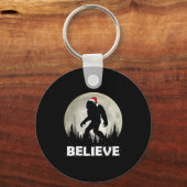 Santa Hat Bigfoot Believe Christmas Lights Rock Sa Schlüsselanhänger (Vorderseite)