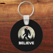 Santa Hat Bigfoot Believe Christmas Lights Rock Sa Schlüsselanhänger (Vorderseite)