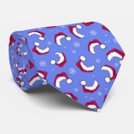 Santa Hat Blue Christmas Neck Tie Krawatte
