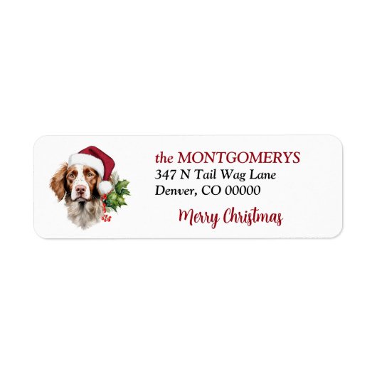 Santa Hat Brittany Dog Christmas Return Address (Vorne)