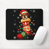 Santa Hat Bulldog Dog In Christmas Socks Men Women Mousepad (Mit Mouse)