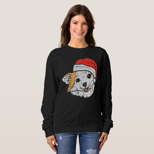 Santa Hat Chihuahua Chiwawa Christmas Xmas Dog Sweatshirt (Vorne ganz)