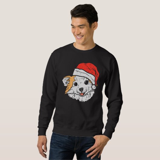 Santa Hat Chihuahua Chiwawa Christmas Xmas Dog Sweatshirt (Vorne ganz)