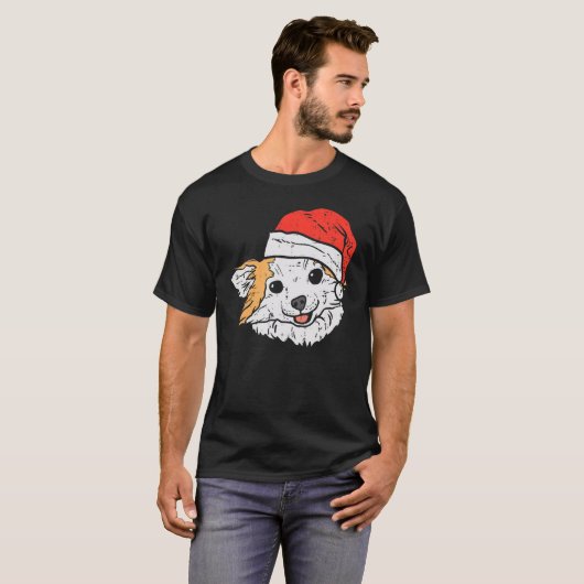Santa Hat Chihuahua Chiwawa Christmas Xmas Dog T-Shirt (Vorne ganz)
