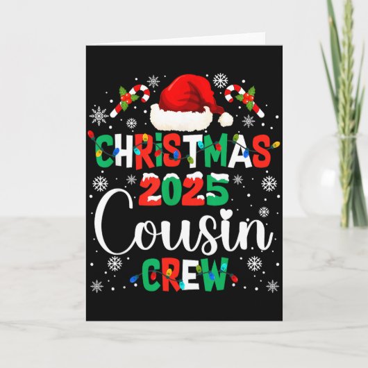 Santa Hat Christmas 2025 Cousin Crew Xmas Matching Karte (Vorderseite)