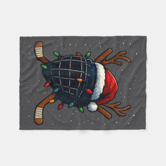 Santa Hat Christmas Ice Hockey Helmet Player Reind Fleecedecke (Vorderseite (Horizontal))