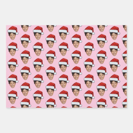 Santa Hat Custom Face Photo Christmas Gift Geschenkpapier Set (Vorderseite 3)