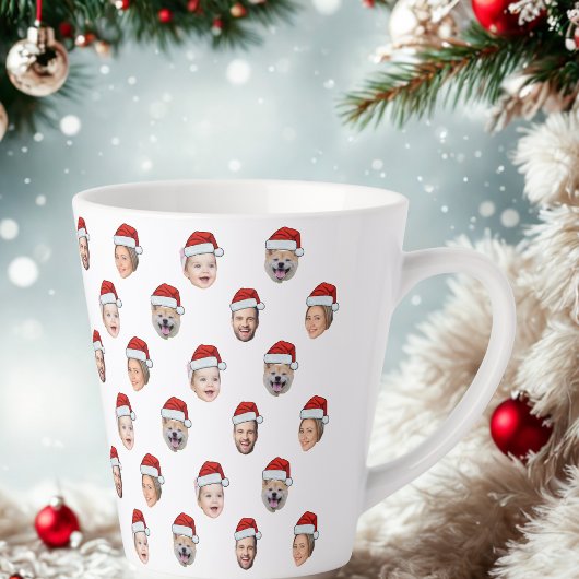 Santa Hat Custom Family Face 4 Photos Christmas Milchtasse