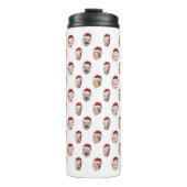 Santa Hat Custom Family Face 4 Photos Christmas Thermosbecher (Vorderseite)