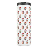 Santa Hat Custom Family Face 4 Photos Christmas Thermosbecher (Rückseite)