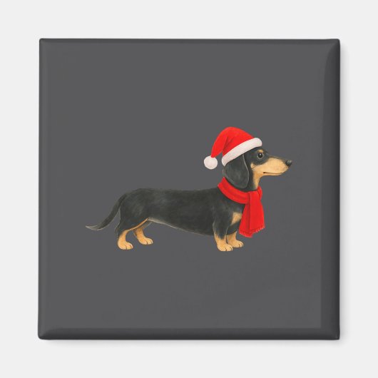 Santa Hat Dachshund Christmas Funny Cute Dog Mom Magnet (Vorne)