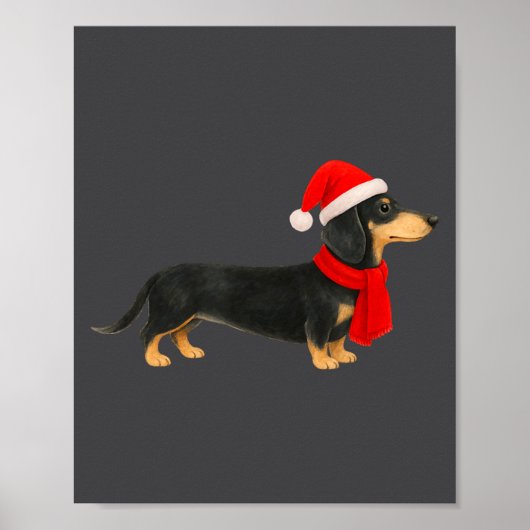 Santa Hat Dachshund Christmas Funny Cute Dog Mom  Poster (Vorne)