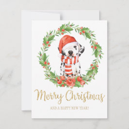 Santa Hat Dalmatian Dog Christmas Greetings Feiertagskarte