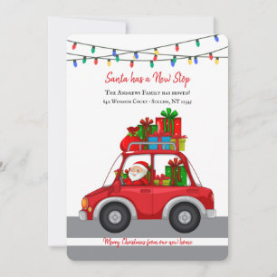 Santa hat eine neue Stop-Holiday-Moving-Card Feiertagskarte