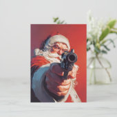 Santa hat eine Waffe Weihnachtskarten Feiertagskarte (Stehend Vorderseite)