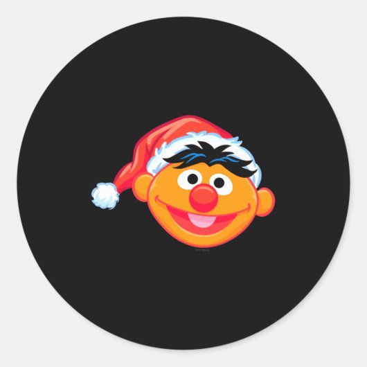Santa Hat Ernie Runder Aufkleber (Vorderseite)