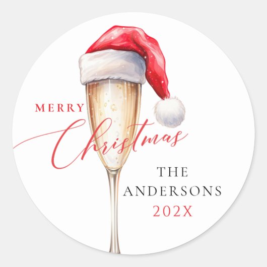 Santa Hat Festive Christmas Party Runder Aufkleber (Vorderseite)