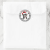 Santa Hat French Bulldog Return Address Runder Aufkleber (Tasche)