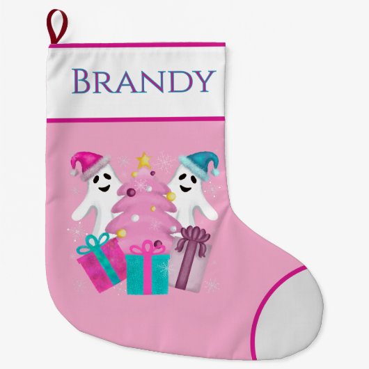 Santa Hat Ghosts Christmas Tree spooky Großer Weihnachtsstrumpf (Vorderseite)