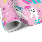 Santa Hat Ghosts with Christmas Tree & Presents Geschenkpapier (Rolleneckpunkt)